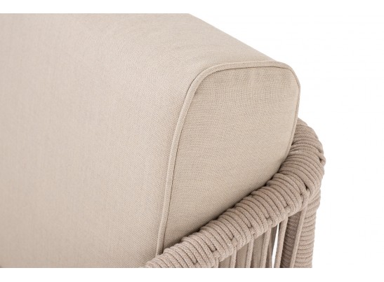 "Канны" левый модуль плетеный из роупа, основание дуб, роуп бежевый круглый, ткань бежевая 052 в Ростове-на-Дону