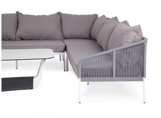 "Канны" модульная угловая лаунж-зона из роупа (веревки), цвет светло-серый в Ростове-на-Дону