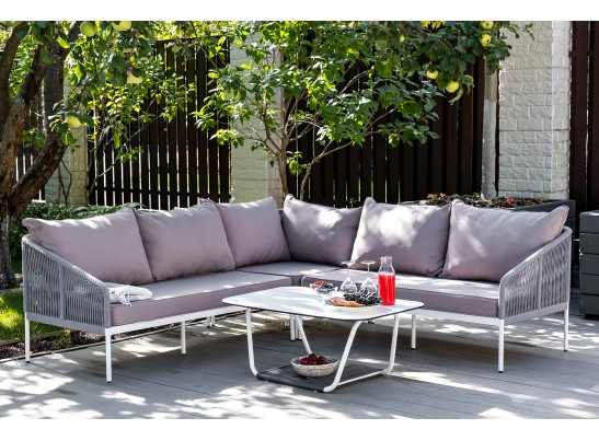 "Канны" модульная угловая лаунж-зона из роупа (веревки), цвет светло-серый в Ростове-на-Дону