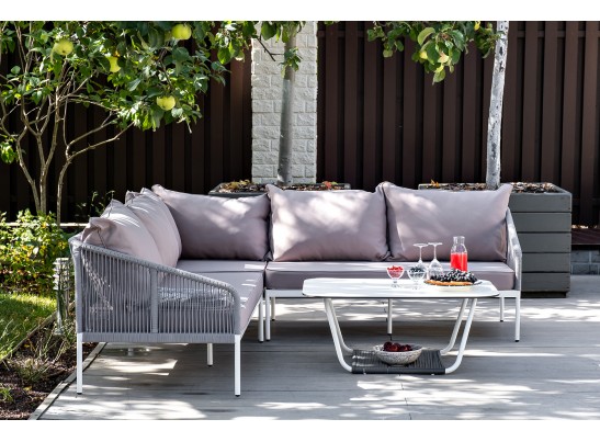 "Канны" модульная угловая лаунж-зона из роупа (веревки), цвет светло-серый в Ростове-на-Дону