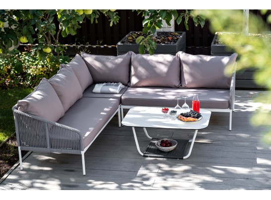 "Канны" модульная угловая лаунж-зона из роупа (веревки), цвет светло-серый в Ростове-на-Дону