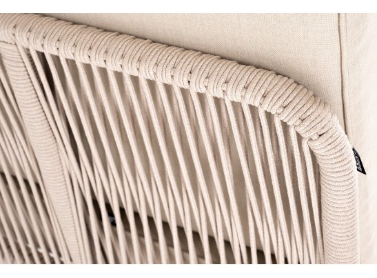 "Канны" угловой модуль плетеный из роупа, основание дуб, роуп бежевый круглый, ткань бежевая 052 в Ростове-на-Дону