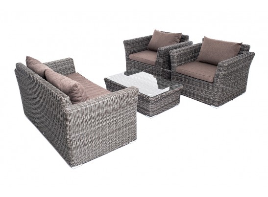 "Капучино Сингл" лаунж-зона из искусственного ротанга, цвет графит в Ростове-на-Дону