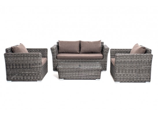 "Капучино Сингл" лаунж-зона из искусственного ротанга, цвет графит в Ростове-на-Дону