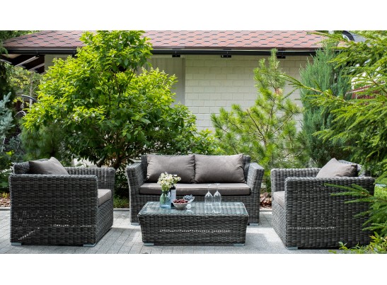 "Капучино Сингл" лаунж-зона из искусственного ротанга, цвет графит в Ростове-на-Дону