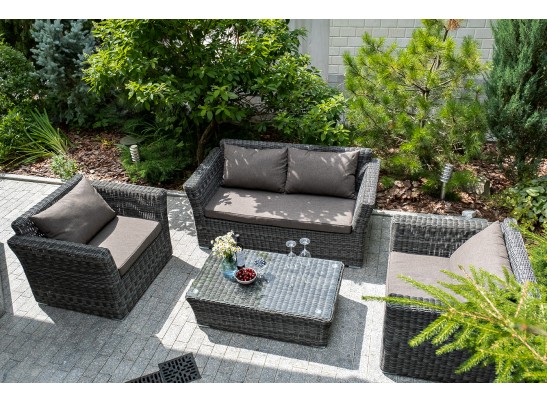 "Капучино Сингл" лаунж-зона из искусственного ротанга, цвет графит в Ростове-на-Дону