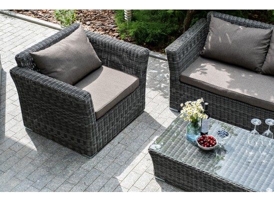 "Капучино Сингл" лаунж-зона из искусственного ротанга, цвет графит в Ростове-на-Дону