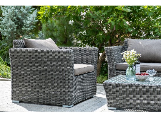 "Капучино Сингл" лаунж-зона из искусственного ротанга, цвет графит в Ростове-на-Дону