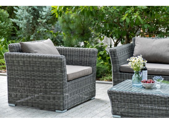 "Капучино Сингл" лаунж-зона из искусственного ротанга, цвет графит в Ростове-на-Дону