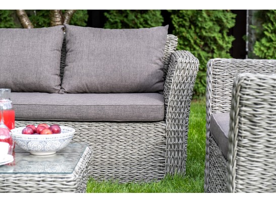"Капучино" диван из искусственного ротанга (гиацинт) двухместный, цвет серый в Ростове-на-Дону