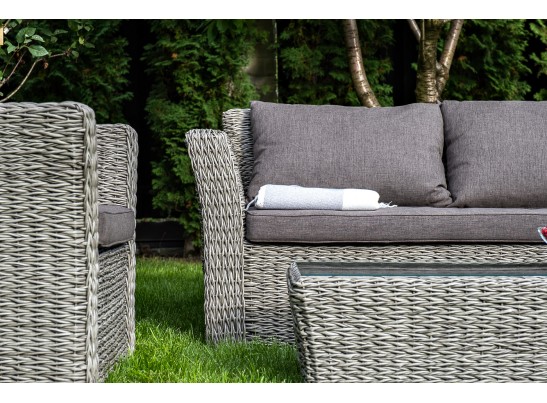 "Капучино" диван из искусственного ротанга (гиацинт) двухместный, цвет серый в Ростове-на-Дону