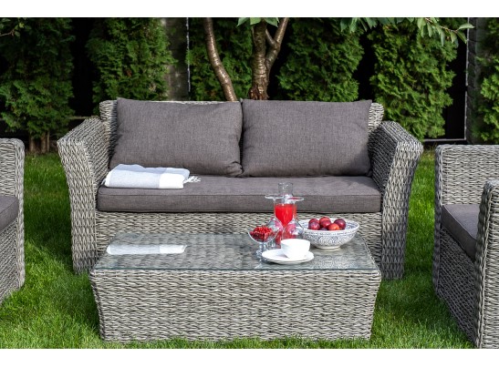"Капучино" диван из искусственного ротанга (гиацинт) двухместный, цвет серый в Ростове-на-Дону