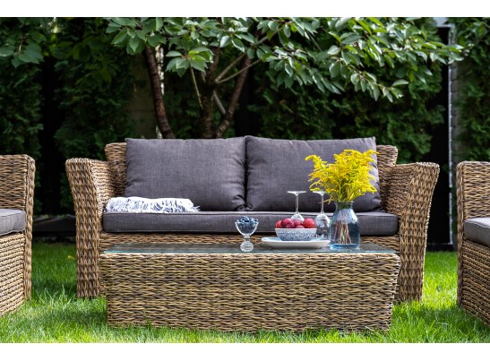 "Капучино" диван из искусственного ротанга (гиацинт) двухместный, цвет соломенный в Ростове-на-Дону