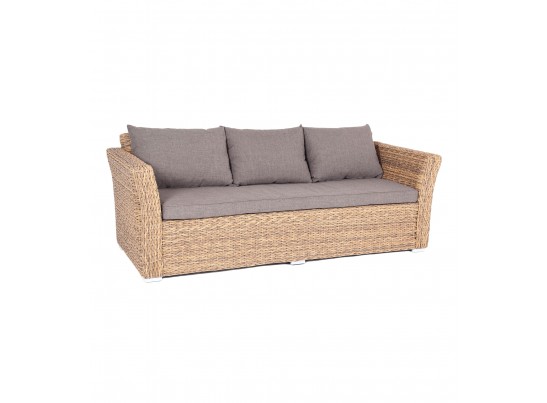 "Капучино" диван из искусственного ротанга (гиацинт) трехместный, цвет соломенный в Ростове-на-Дону