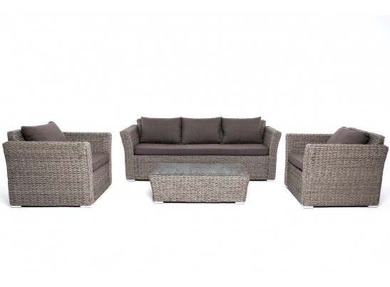 "Капучино" лаунж-зона из искусственного ротанга (гиацинт), цвет серый в Ростове-на-Дону