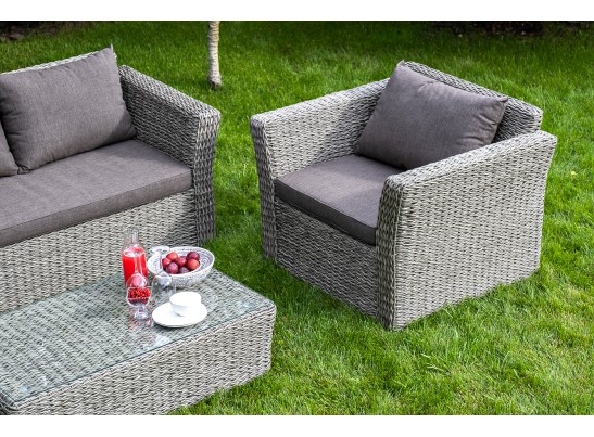 "Капучино" лаунж-зона из искусственного ротанга (гиацинт), цвет серый в Ростове-на-Дону