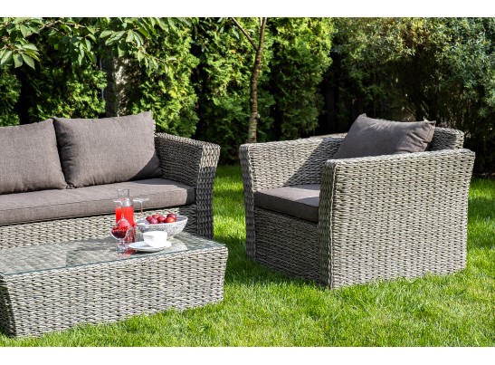 "Капучино" лаунж-зона из искусственного ротанга (гиацинт), цвет серый в Ростове-на-Дону