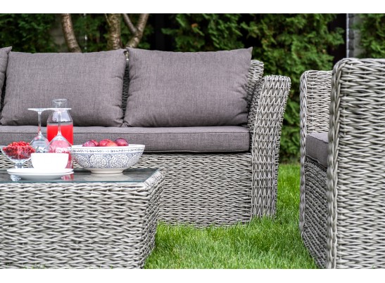 "Капучино" лаунж-зона из искусственного ротанга (гиацинт), цвет серый в Ростове-на-Дону