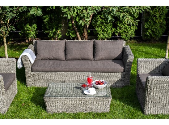 "Капучино" лаунж-зона из искусственного ротанга (гиацинт), цвет серый в Ростове-на-Дону