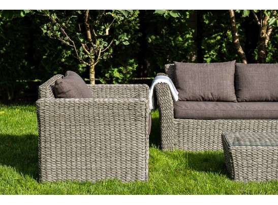 "Капучино" лаунж-зона из искусственного ротанга (гиацинт), цвет серый в Ростове-на-Дону
