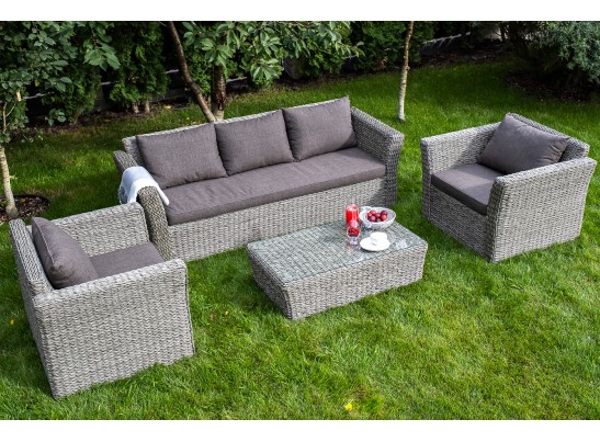 "Капучино" лаунж-зона из искусственного ротанга (гиацинт), цвет серый в Ростове-на-Дону