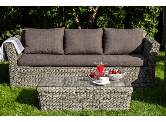 "Капучино" лаунж-зона из искусственного ротанга (гиацинт), цвет серый в Ростове-на-Дону