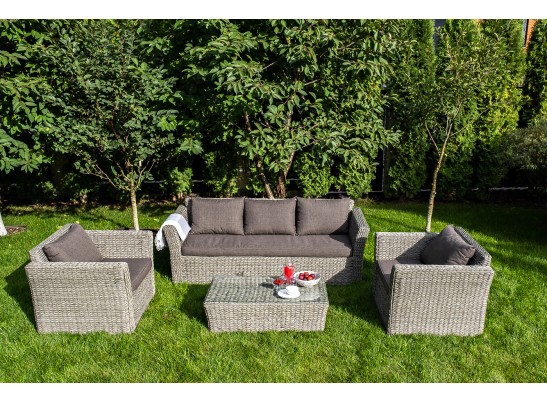 "Капучино" лаунж-зона из искусственного ротанга (гиацинт), цвет серый в Ростове-на-Дону