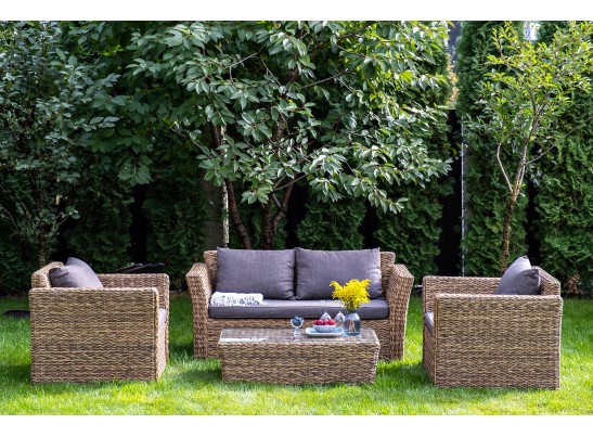 "Капучино Сингл" лаунж-зона из искусственного ротанга (гиацинт), цвет соломенный в Ростове-на-Дону