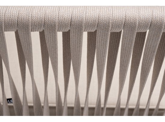 "Касабланка" диван 2-местный плетеный из роупа, каркас алюминий белый муар, роуп бежевый 20мм, ткань бежевая 15052 в Ростове-на-Дону