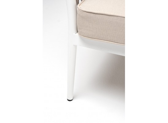 "Касабланка" диван 2-местный плетеный из роупа, каркас алюминий белый муар, роуп бежевый 20мм, ткань бежевая 15052 в Ростове-на-Дону