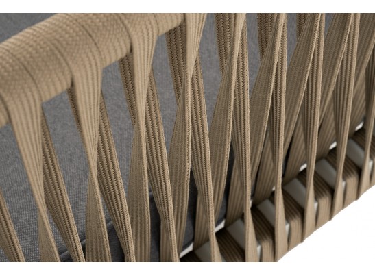 "Касабланка" диван 2-местный плетеный из роупа, каркас алюминий светло-серый (RAL7035) муар, роуп серо-коричневый 23мм, ткань серая 017 в Ростове-на-Дону