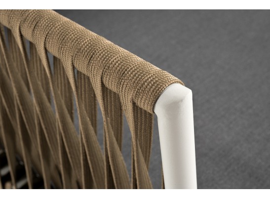 "Касабланка" диван 3-местный плетеный из роупа, каркас алюминий светло-серый (RAL7035) муар, роуп серо-коричневый 23мм, ткань серая 017 в Ростове-на-Дону