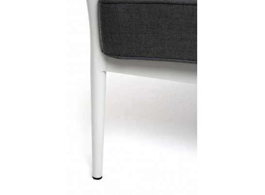 "Касабланка" диван 3-местный плетеный из роупа, каркас алюминий светло-серый (RAL7035) муар, роуп серо-коричневый 23мм, ткань серая 017 в Ростове-на-Дону