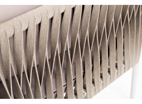 "Касабланка" диван модульный плетеный из роупа, каркас алюминий, роуп серо-коричневый 23мм, ткань бежевая 052 в Ростове-на-Дону