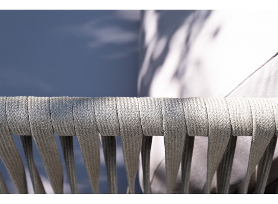 "Касабланка" диван модульный плетеный из роупа, каркас алюминий, роуп серо-коричневый 23мм, ткань бежевая 052 в Ростове-на-Дону