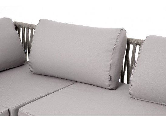 "Касабланка" диван модульный плетеный из роупа, каркас алюминий, роуп серо-коричневый 23мм, ткань бежевая 052 в Ростове-на-Дону