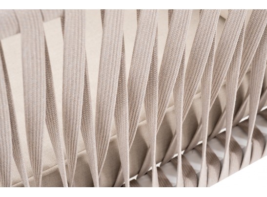 "Касабланка" кресло плетеное из роупа, каркас алюминий белый, роуп бежевый, ткань бежевая в Ростове-на-Дону