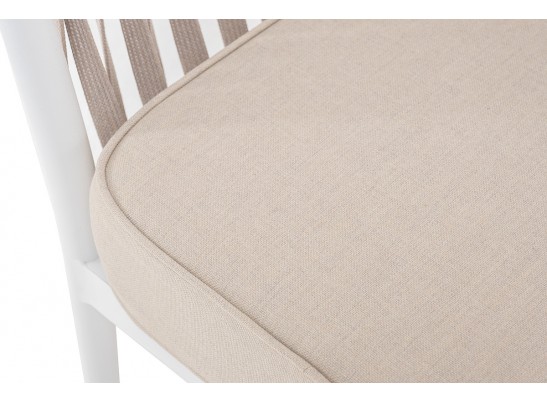 "Касабланка" кресло плетеное из роупа, каркас алюминий белый, роуп бежевый, ткань бежевая в Ростове-на-Дону