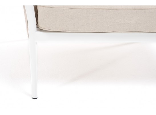 "Касабланка" кресло плетеное из роупа, каркас алюминий белый, роуп бежевый, ткань бежевая в Ростове-на-Дону