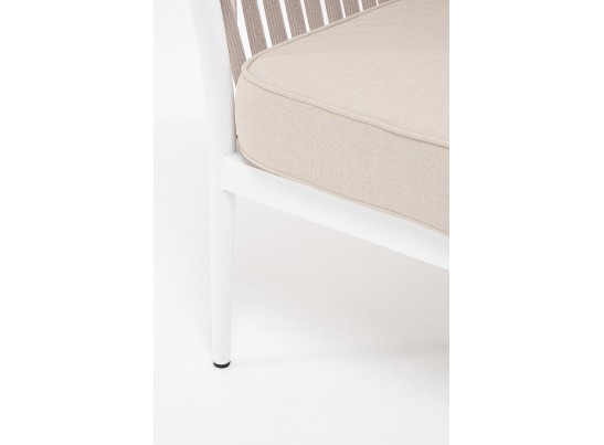 "Касабланка" кресло плетеное из роупа, каркас алюминий белый, роуп бежевый, ткань бежевая в Ростове-на-Дону