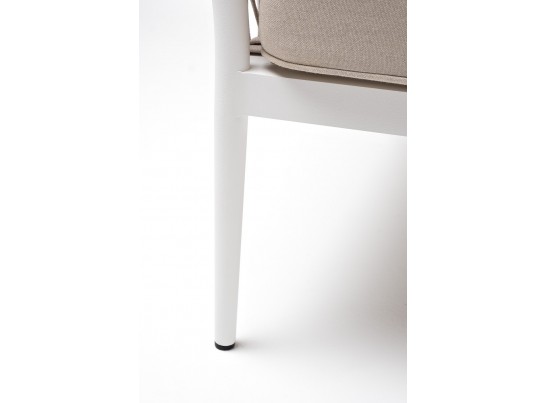 "Касабланка" кресло плетеное из роупа, каркас алюминий белый муар, роуп бежевый 20мм, ткань бежевая 052 в Ростове-на-Дону