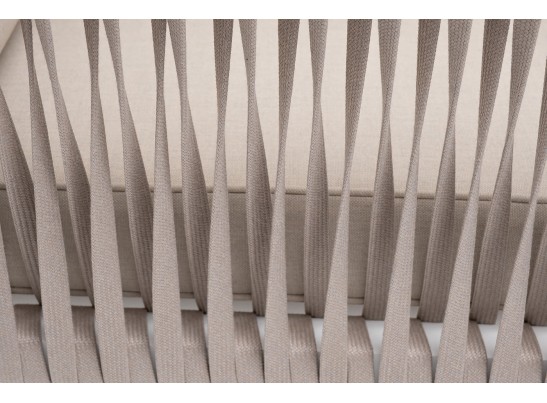 "Касабланка" кресло плетеное из роупа, каркас алюминий белый муар, роуп бежевый 20мм, ткань бежевая 15052 в Ростове-на-Дону