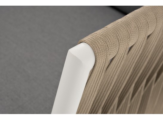 "Касабланка" кресло плетеное из роупа, каркас алюминий светло-серый (RAL7035) муар, роуп серо-коричневый 23мм, ткань серая 017 в Ростове-на-Дону