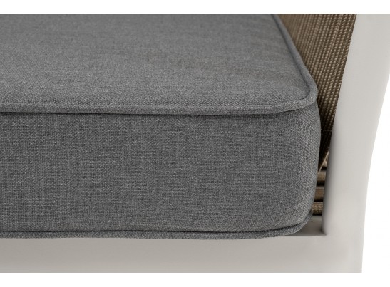 "Касабланка" кресло плетеное из роупа, каркас алюминий светло-серый (RAL7035) муар, роуп серо-коричневый 23мм, ткань серая 017 в Ростове-на-Дону