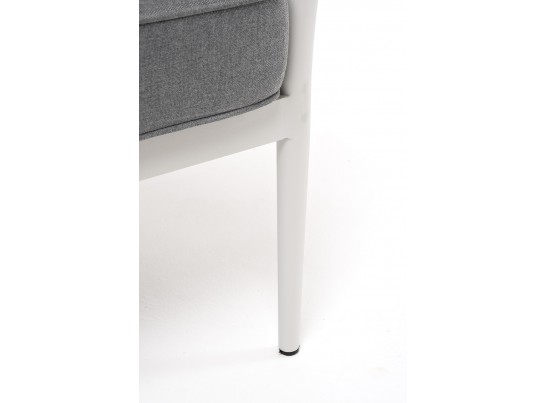 "Касабланка" кресло плетеное из роупа, каркас алюминий светло-серый (RAL7035) муар, роуп серо-коричневый 23мм, ткань серая 017 в Ростове-на-Дону