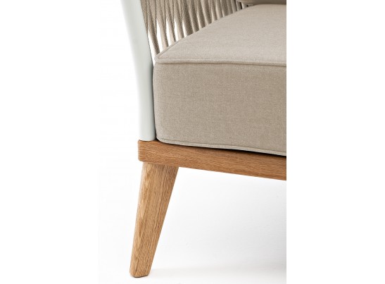 "Касабланка" кресло плетеное из роупа, основание дуб, роуп серо-коричневый 23мм, ткань серая в Ростове-на-Дону