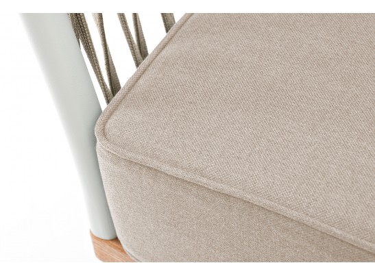 "Касабланка" кресло плетеное из роупа, основание дуб, роуп серо-коричневый 23мм, ткань серая в Ростове-на-Дону