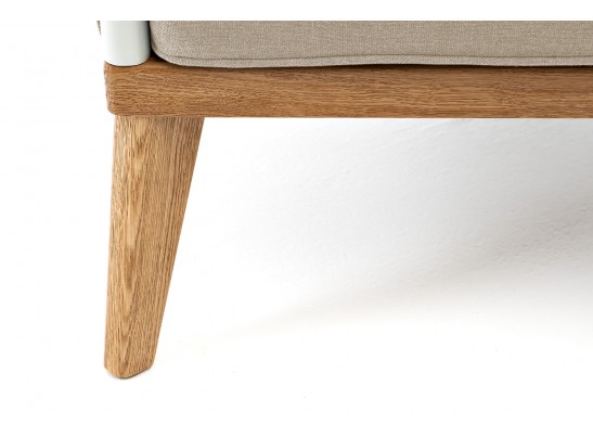 "Касабланка" кресло плетеное из роупа, основание дуб, роуп серо-коричневый 23мм, ткань серая в Ростове-на-Дону