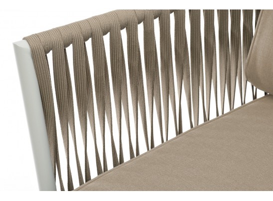 "Касабланка" кресло плетеное из роупа, основание дуб, роуп серо-коричневый 23мм, ткань серая в Ростове-на-Дону