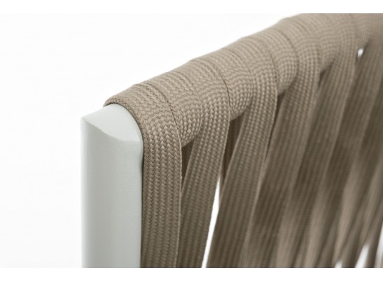 "Касабланка" кресло плетеное из роупа, основание дуб, роуп серо-коричневый 23мм, ткань серая в Ростове-на-Дону